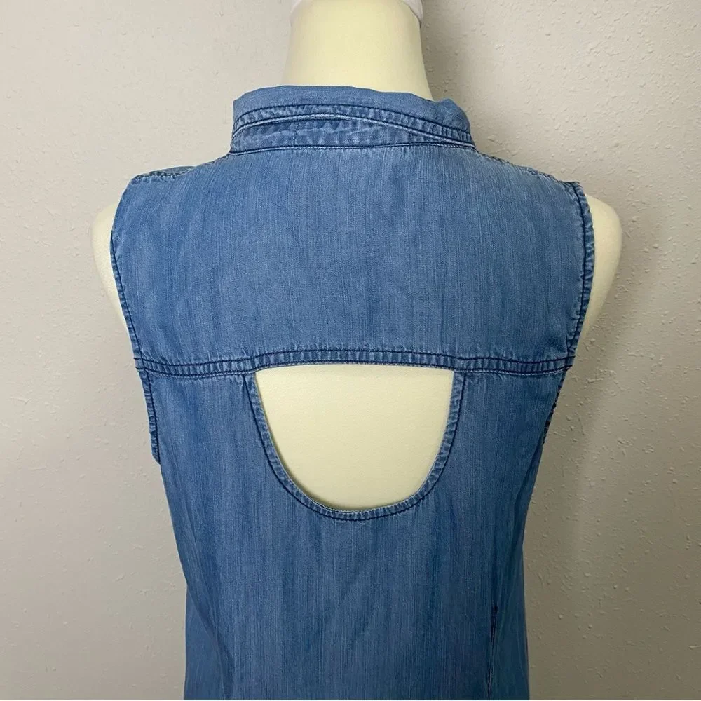 Given Kale 100% Lyocell Sleeveless Denim Button Up Tunic/Dress Women's Size L